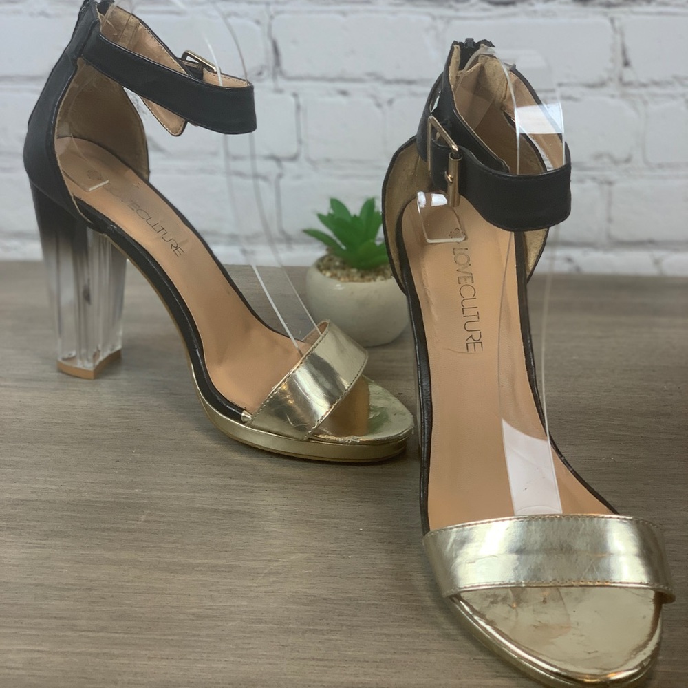 Black, Gold, & Clear Ombre’ Heel